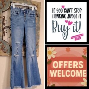 Jelly Jeans Ripped & Distressed  Wide Leg Jeans. NWOT Size 3
